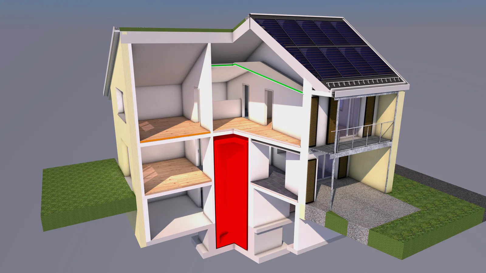 Gebäudeschnitt mit Speichertank CAD/BIM-Software Allplan