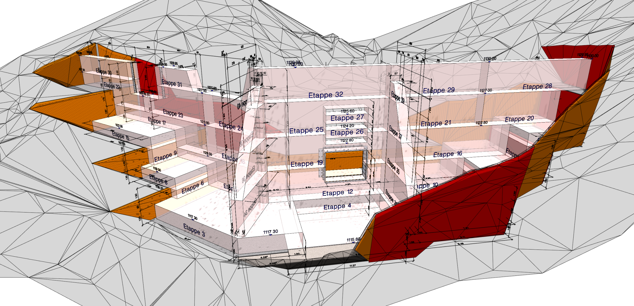 3D-Modell Schalung und Vermassung (CAD/BIM-Software ALLPLAN)