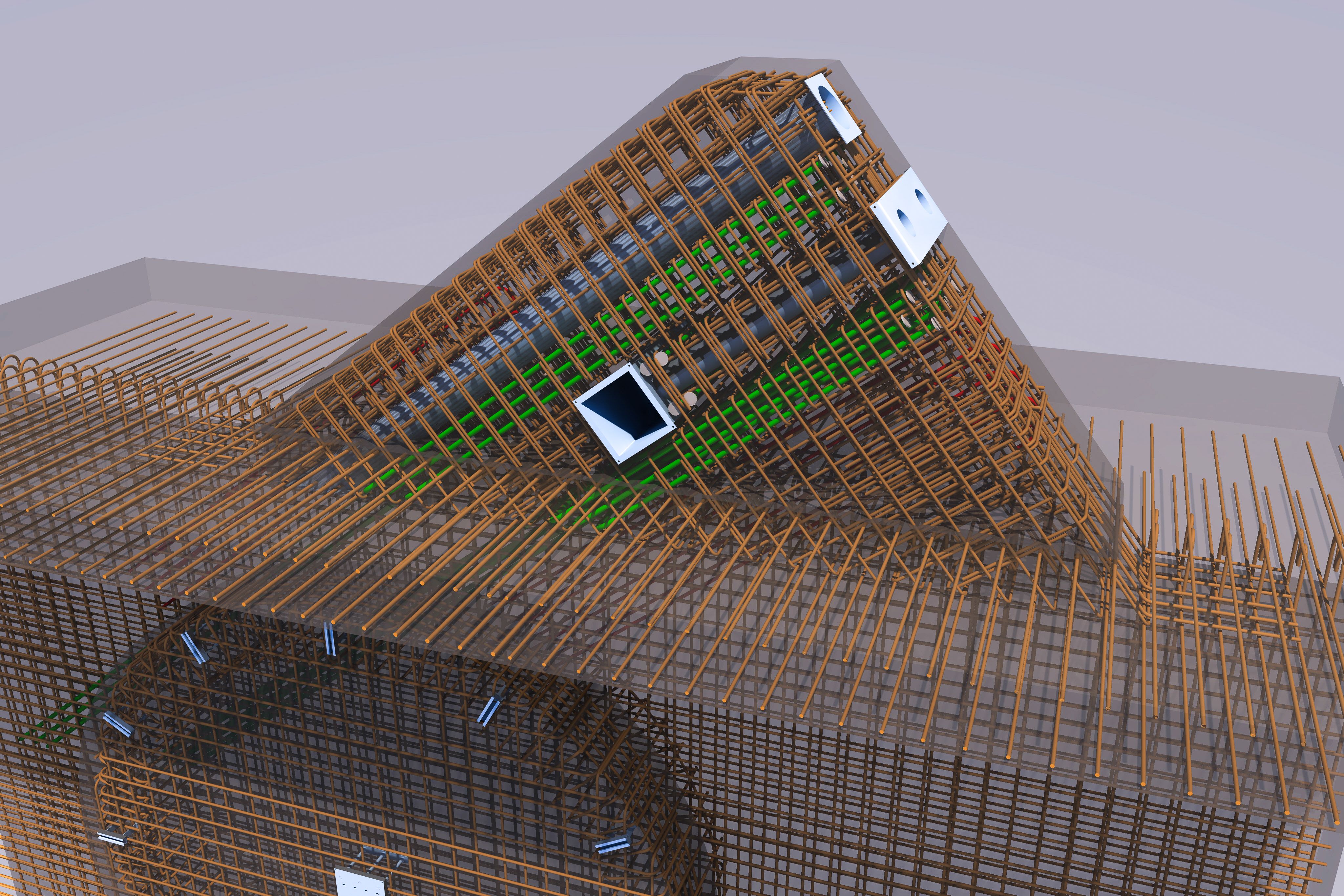 3D-Modell Bewehrung Anschlussockel (CAD/BIM-Software ALLPLAN)