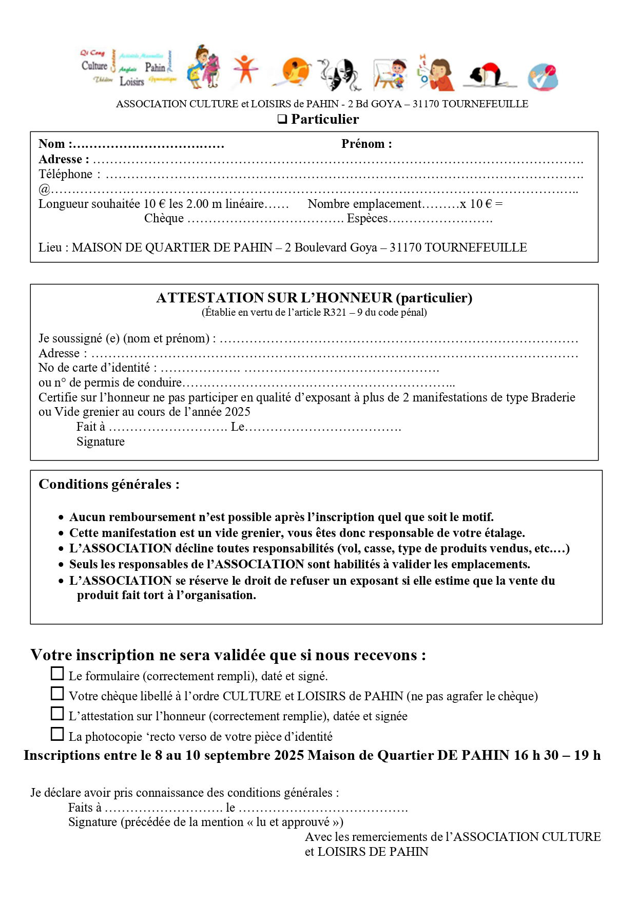 INSCRIPTION VIDE GRENIER
