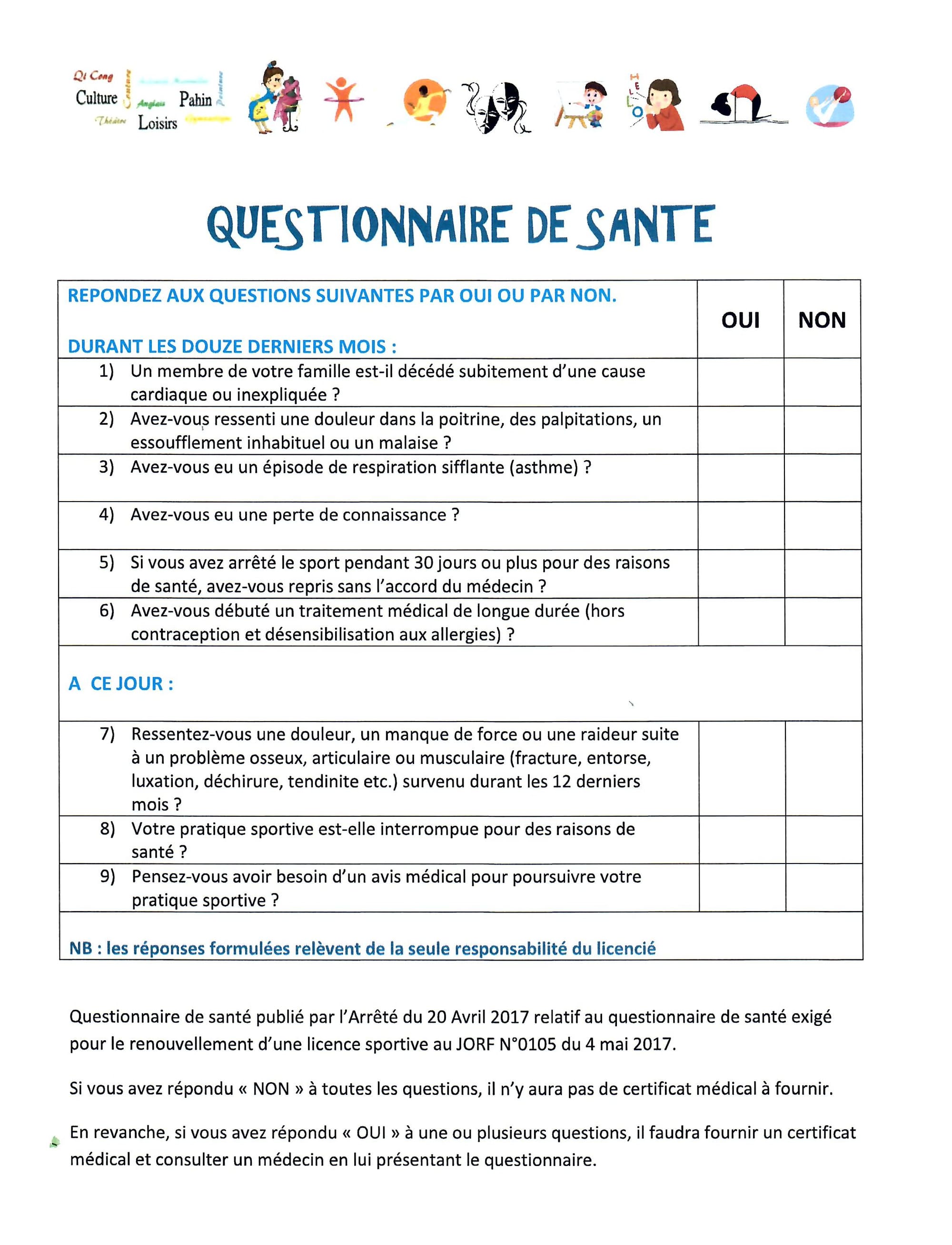 Questionnaire de santé