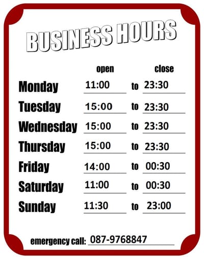 Opening Hours image