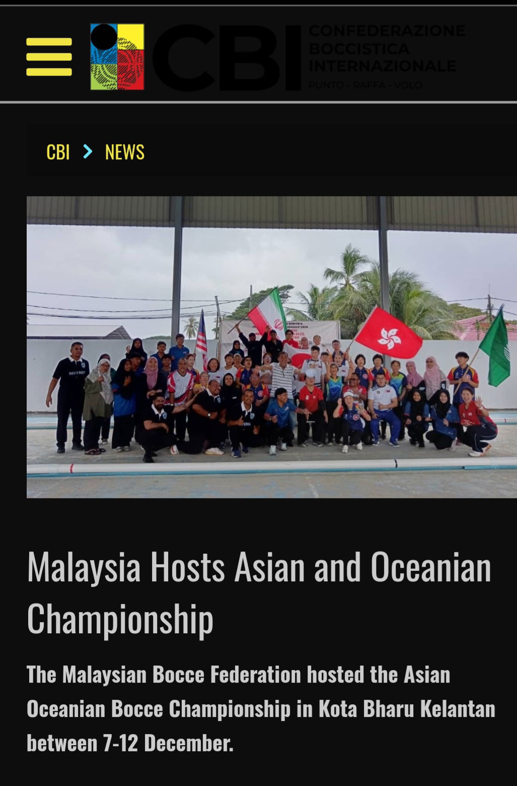 4TH ASIA OCEANIA BOCCE CHAMPIONSHIP AT KOTA BHARU 7-12 DECEMBER 2024