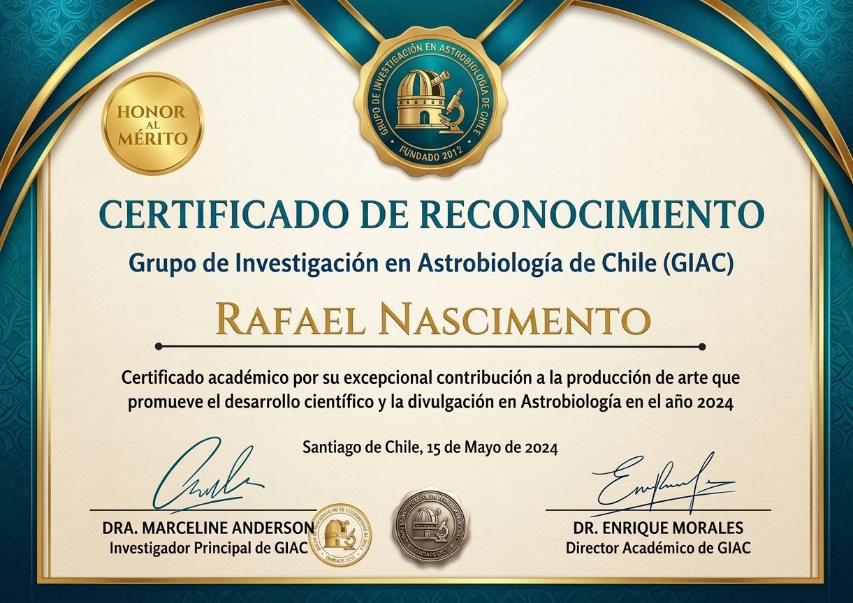 Certificado de Reconhecimento em astrobiologia 2024