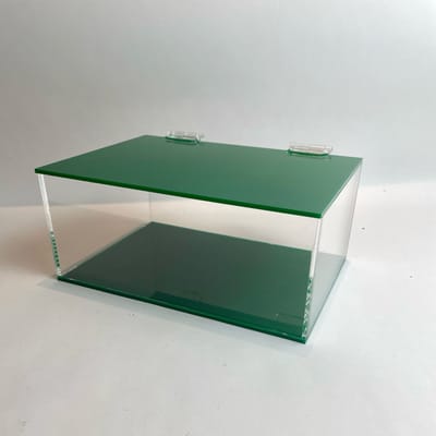 Custom Acrylic Display Box with Green Hinged Lid and Base