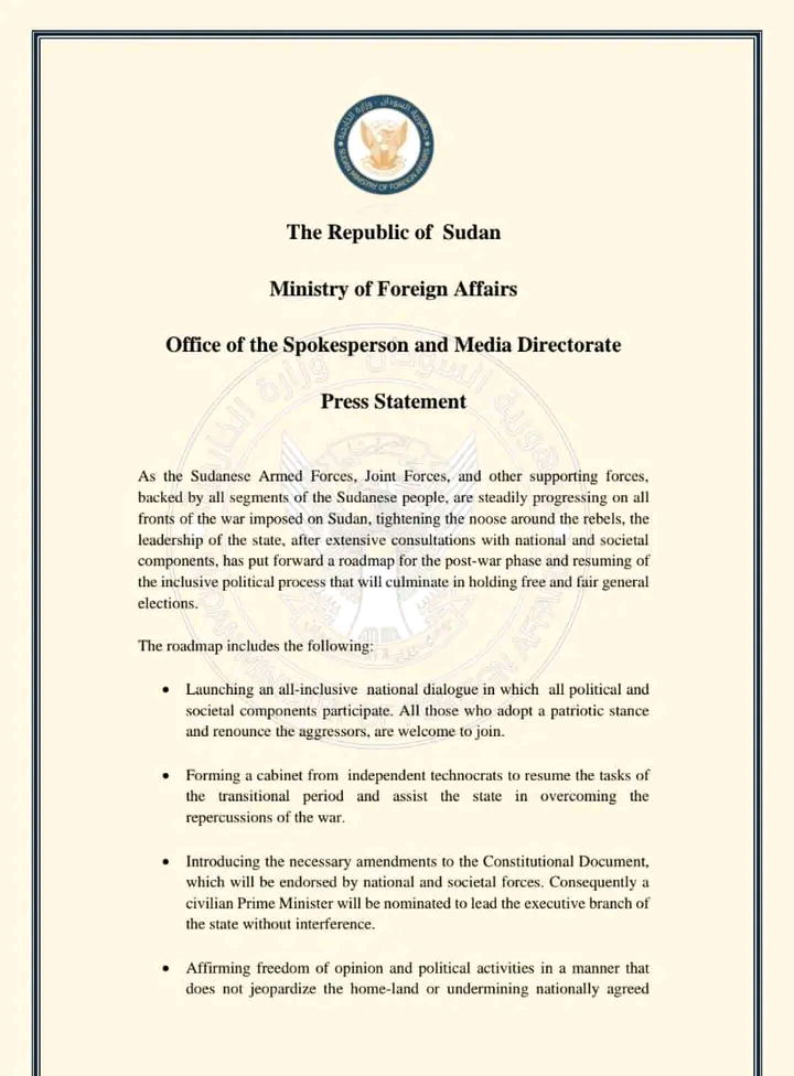 Sudan Charts a Path to Peace: Government Announces Post-War Roadmap