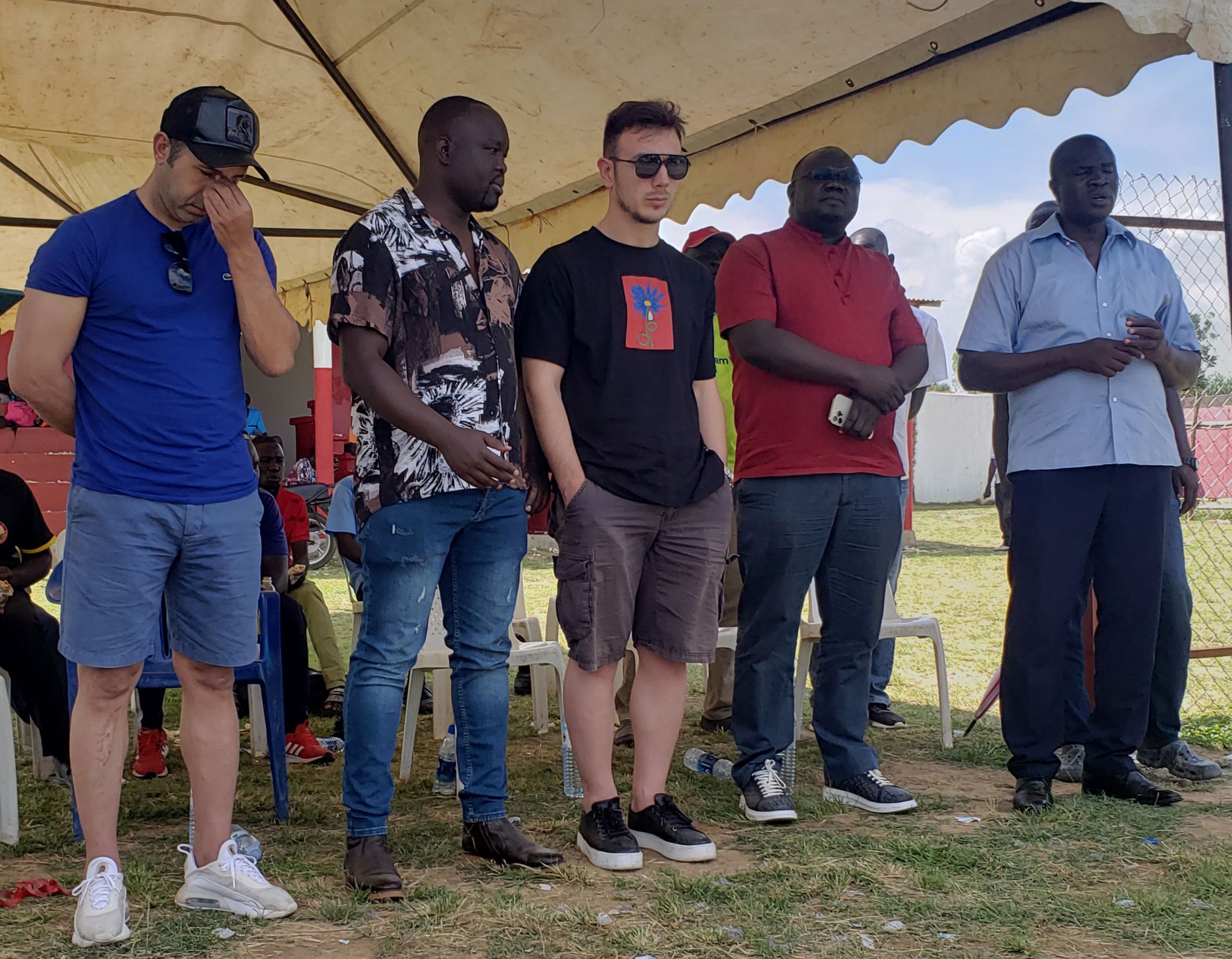 Aita Joel with Ankara Keciourengucu club officials Barifa stadium during the official gracing. 