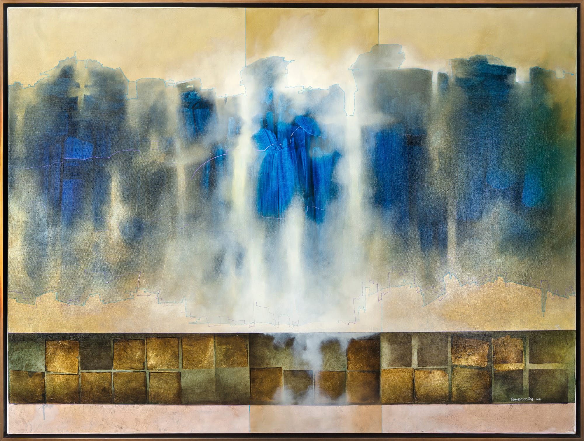 "Dance in Blues" - Mixed media on Canvas - 48"x36" , 2021