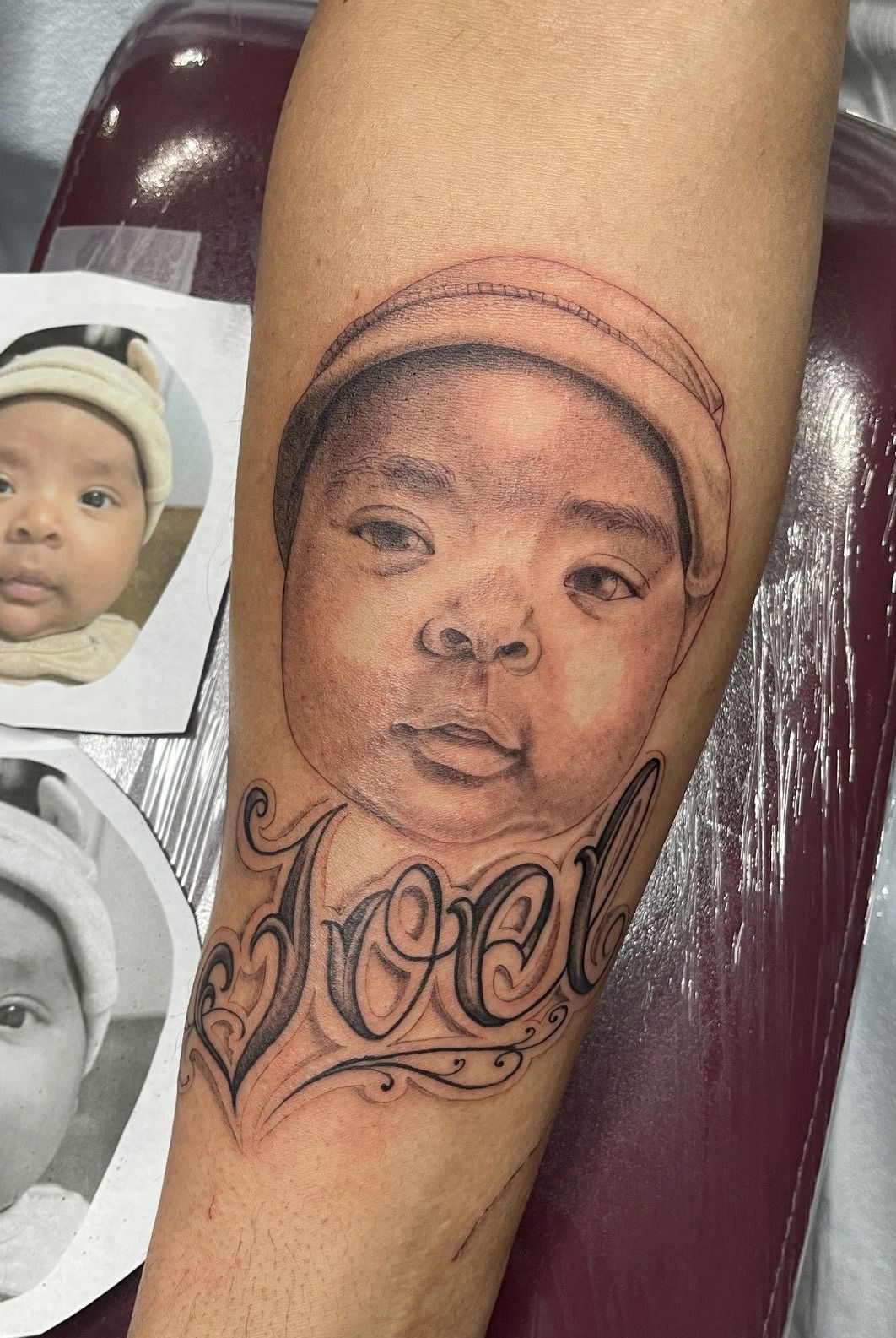 baby portrait tattoo