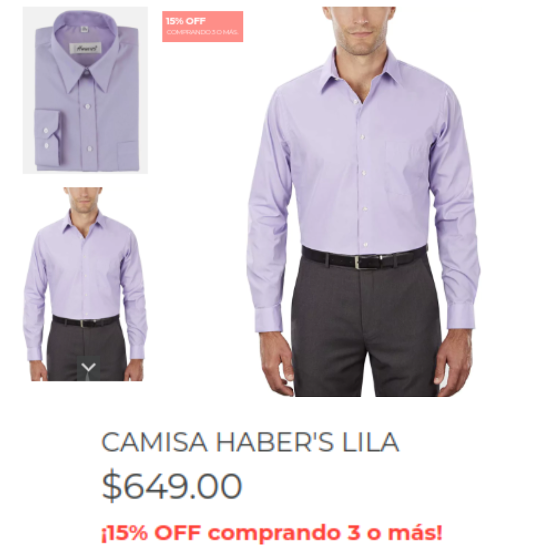 Camisa de Vestir Color Lila Habers