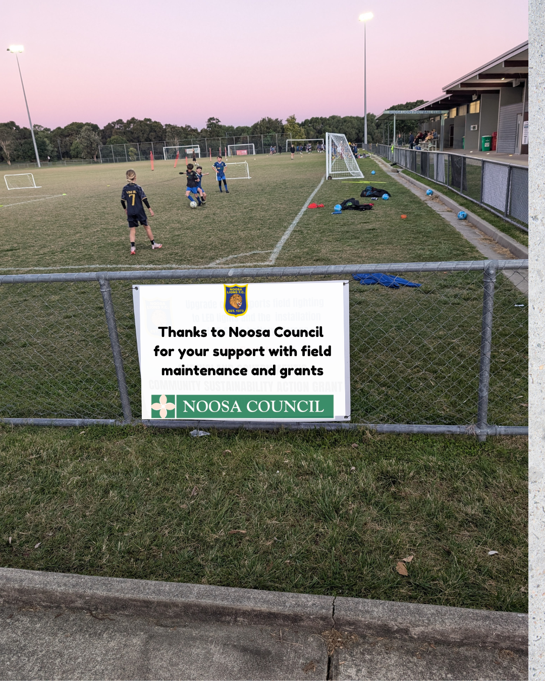 Thanks Noosa Council for funding for field maintenance
