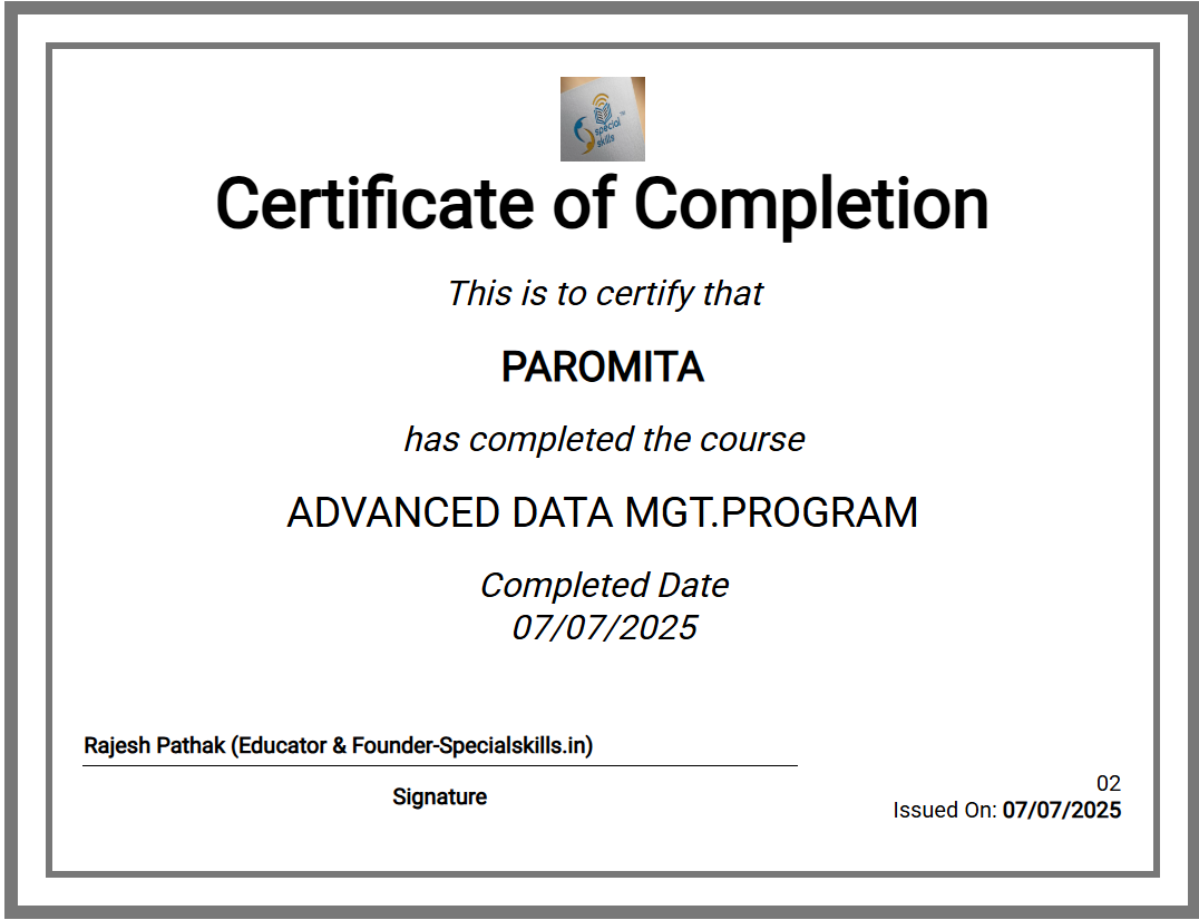 Certificate of Completion