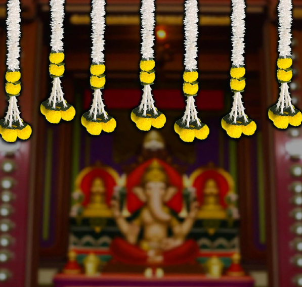 Rajasthan Kraft Artificial Pack of 6 Marigold Gajra Hanging