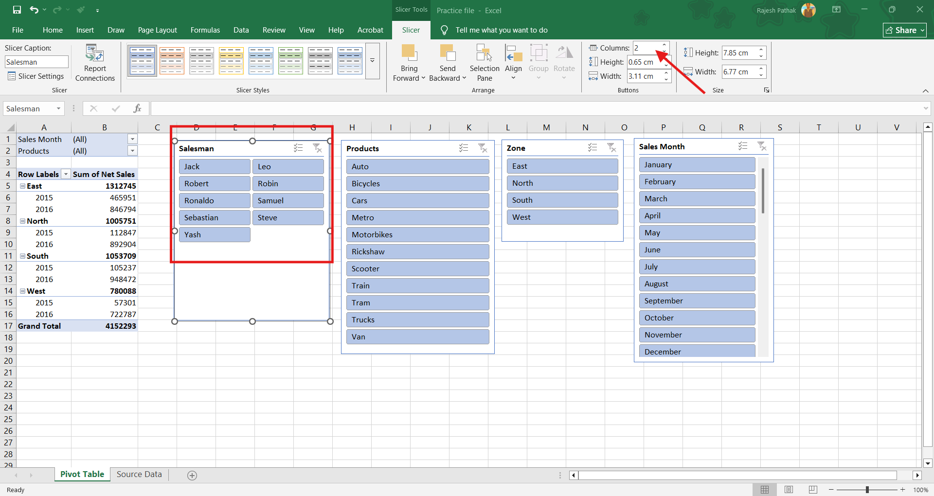 Columns can be increased or decreased from 'columns' section in options tab.