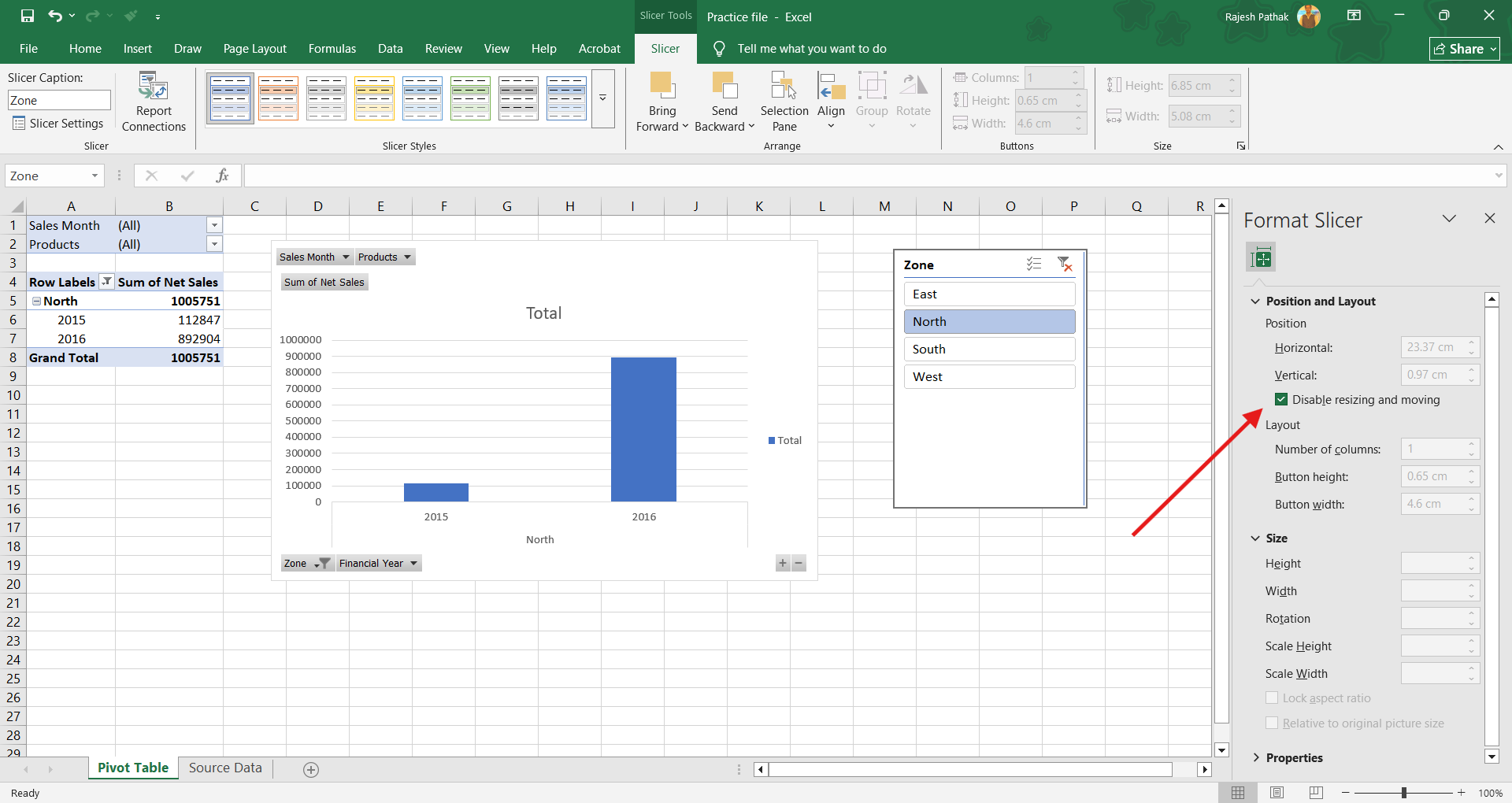 Check 'disable resizing and moving' option