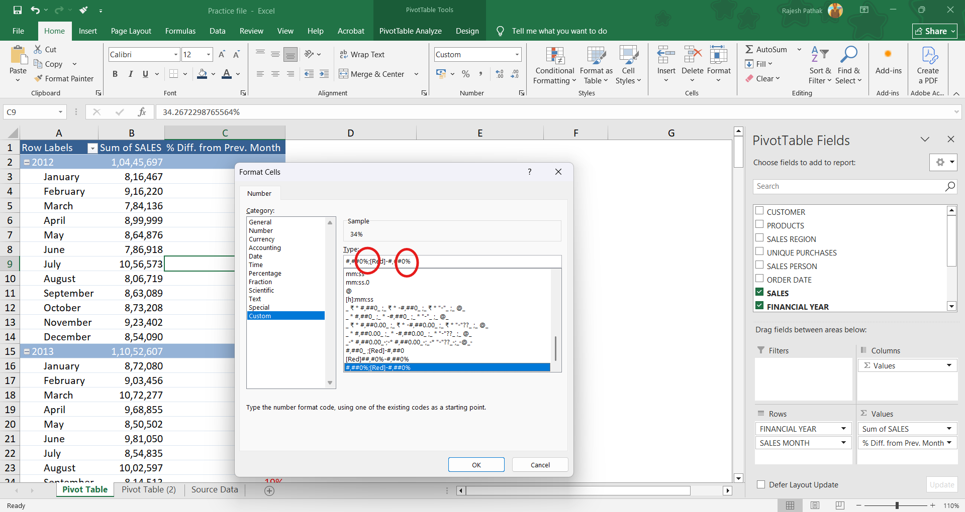 Put % sign after both zeroes.