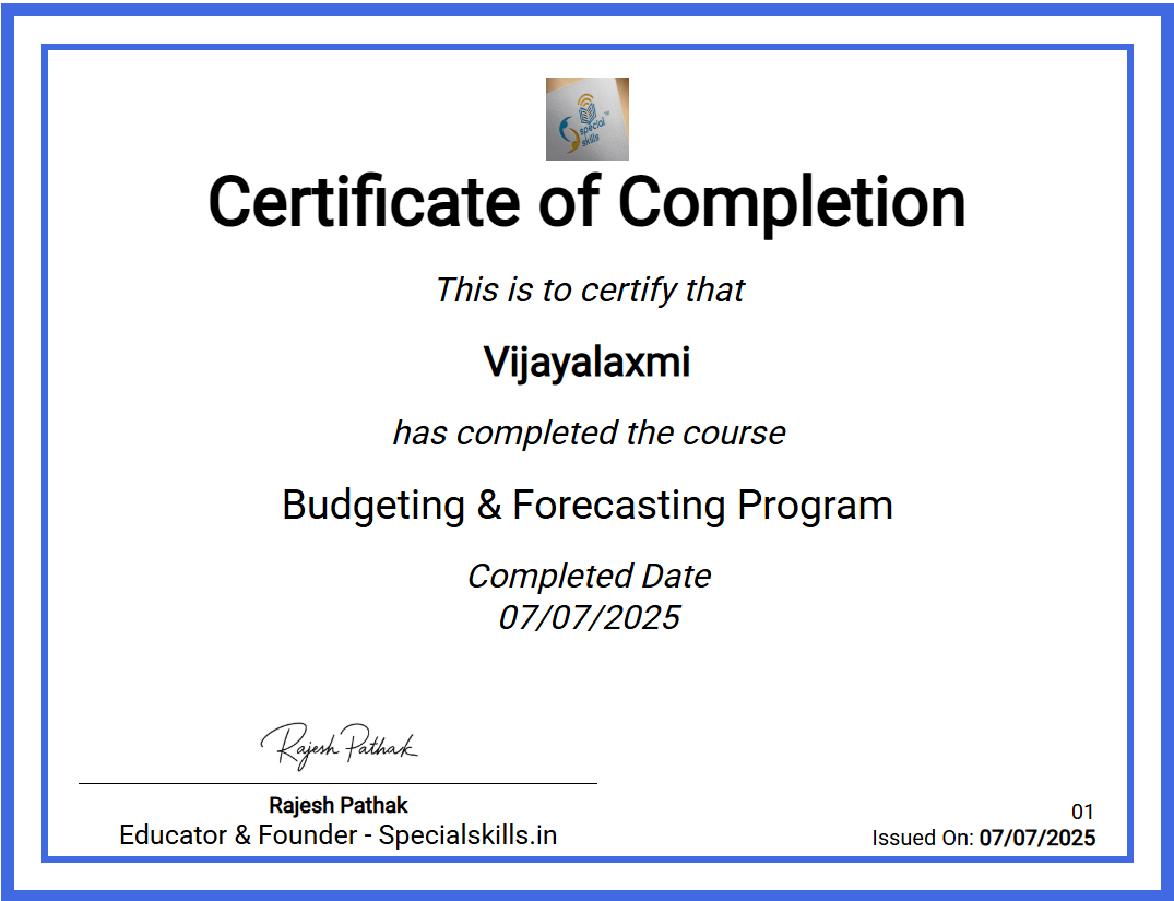 Certificate of Budgeting and Forecasting Program