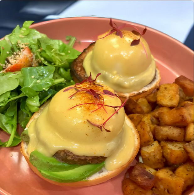 Vegan Breakfast Chicken Sausage Egg's Benedict