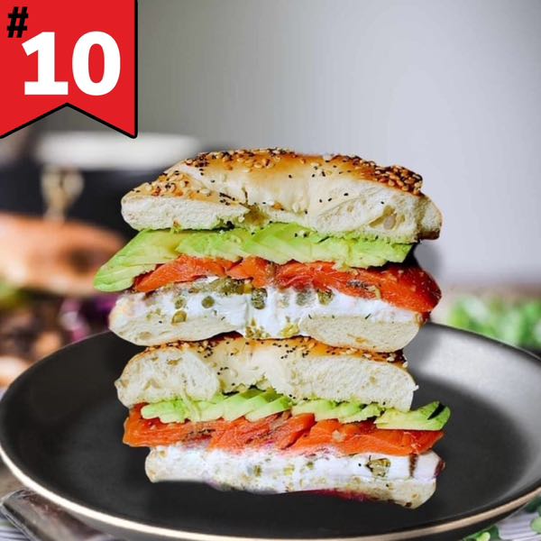 #10. Smoked Salmon and Avocado, Homemade Cream-cheese on Bagel