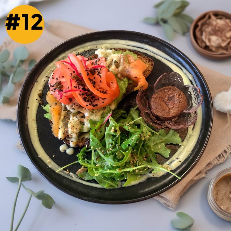 #12 Avocado, Smoked Salmon, Tomato & Capers on Multigrain