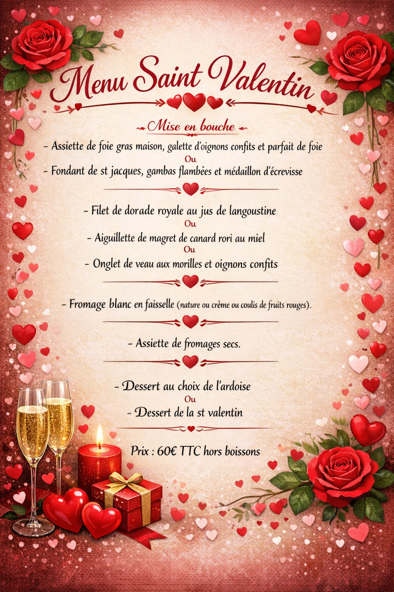 Menu ♥️saint valentin ♥️