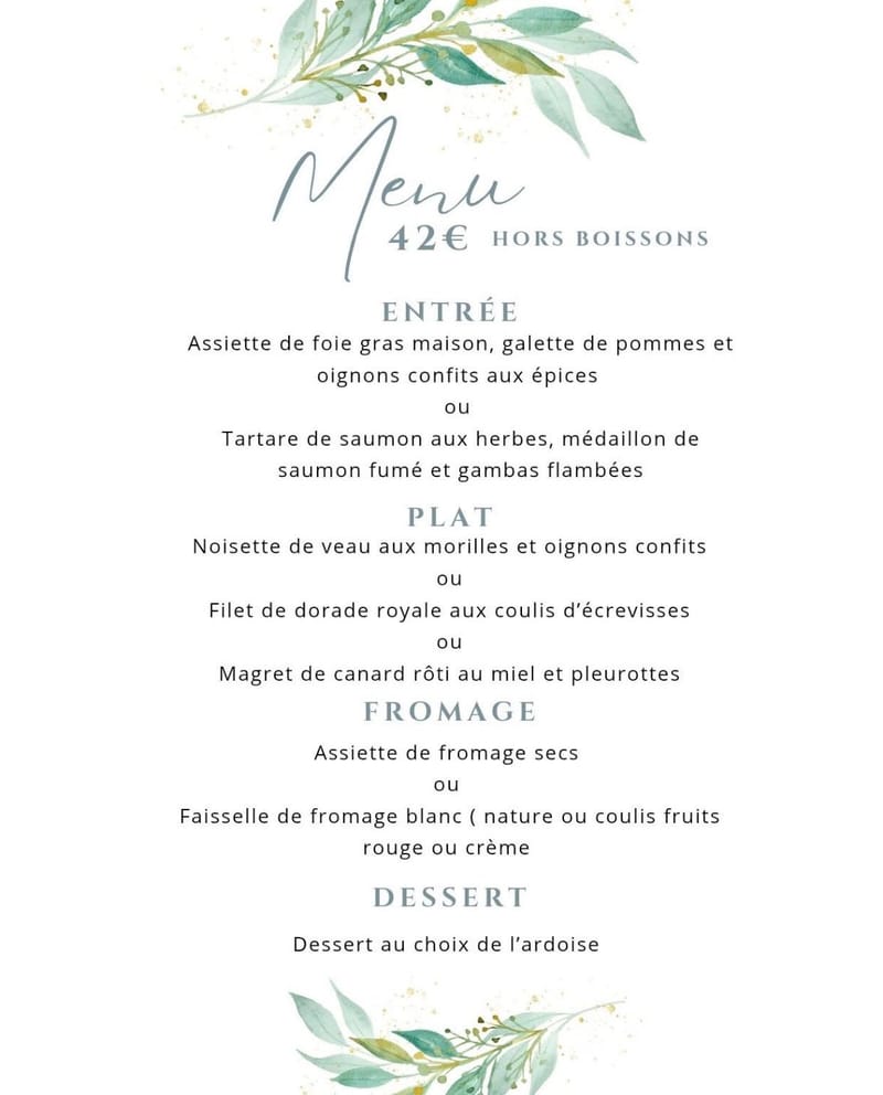 Menu fête des mères 42€