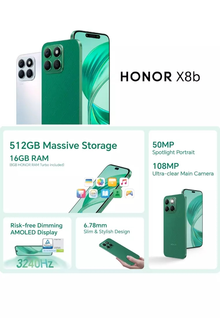 Buy Honor Honor X8b (8GB+512GB) Glamorous Green - No Gift Online - ZALORA  Malaysia