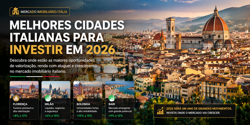Melhores cidades da Itália para investir em 2026: onde estão as maiores oportunidades do mercado imobiliário