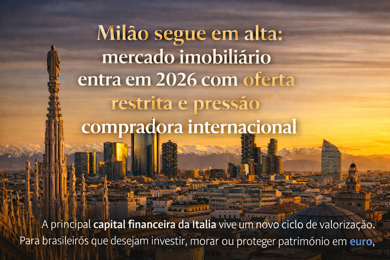 Milão segue em alta: mercado imobiliário entra em 2026 com oferta restrita e pressão compradora internacional