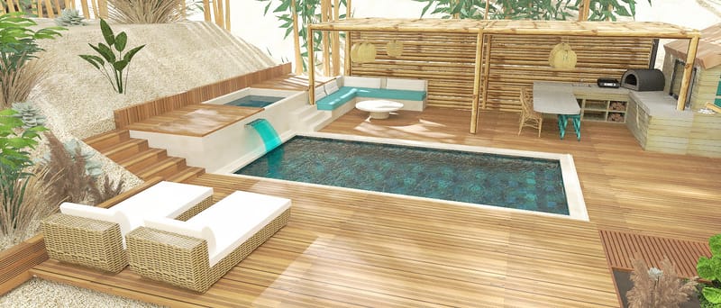 projet d'aménagement exterieur, création de piscine et Spa à Moliets-et Maa