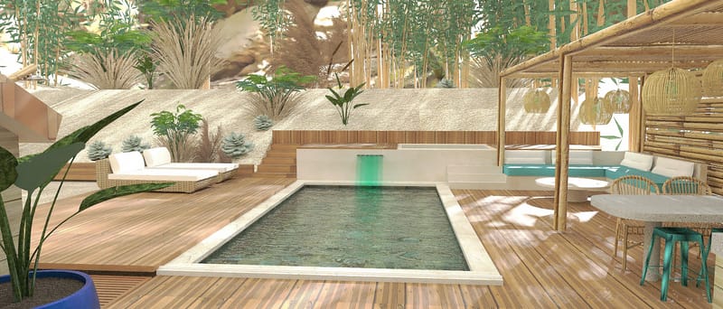 projet d'aménagement exterieur, création de piscine et Spa à Moliets-et Maa