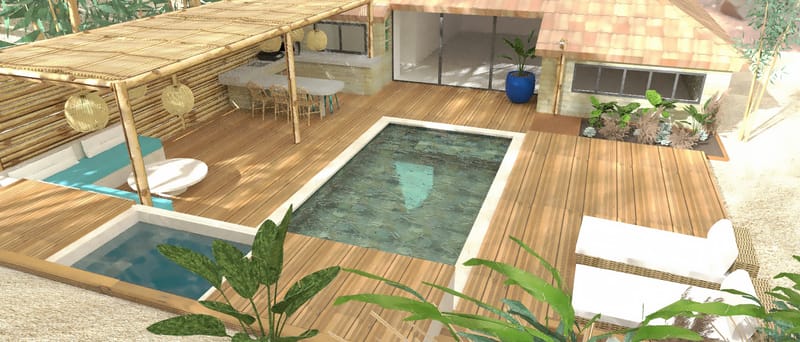 projet d'aménagement exterieur, création de piscine et Spa à Moliets-et Maa