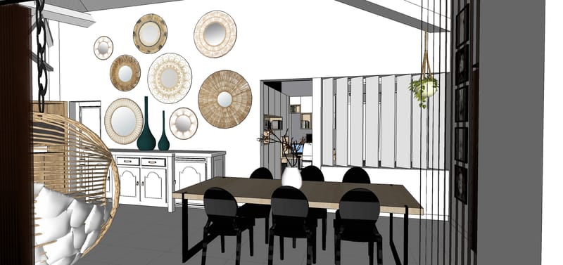 rénovation d'une maison avec création de mobilier à Vicq d'Auribat dans les Landes