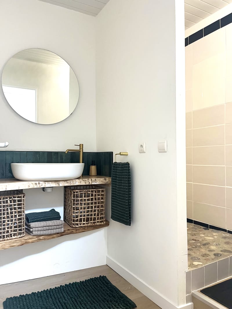 " c"est une maison bleue adossée à la foret ",SDB