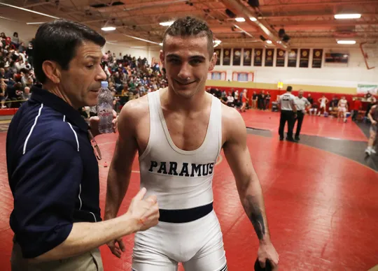 Anthony Asatrian of Paramus defeats Evan Vasquez of Roxbury in the 160 lb. semi final match at the Region 2 wrestling tournament at Mt. Olive HS on February 23, 2019.