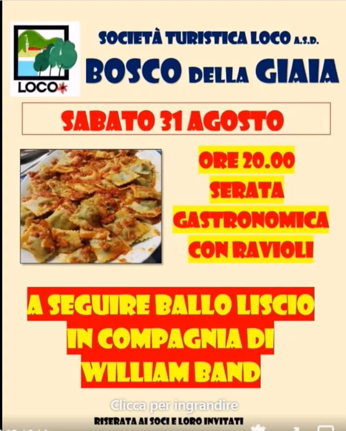 Serata gastronomica con ravioli e ballo