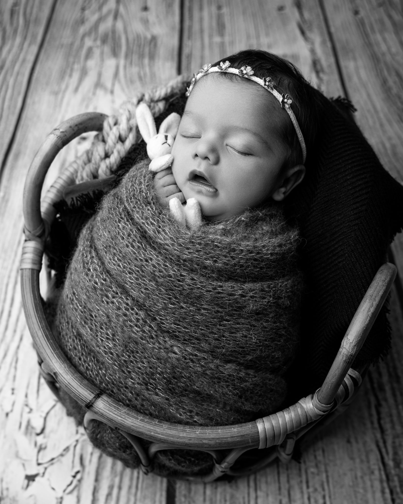 Wrapped sleeping baby