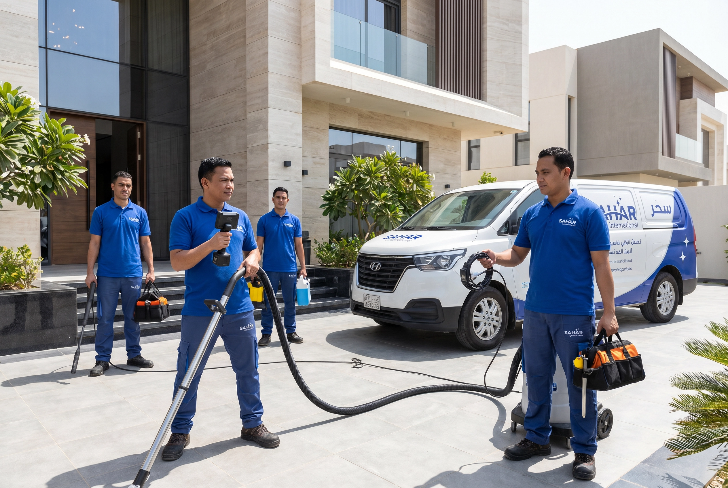 فريق عمل شركة سهر كلين - شركة تنظيف دكت مكيفات بجدة