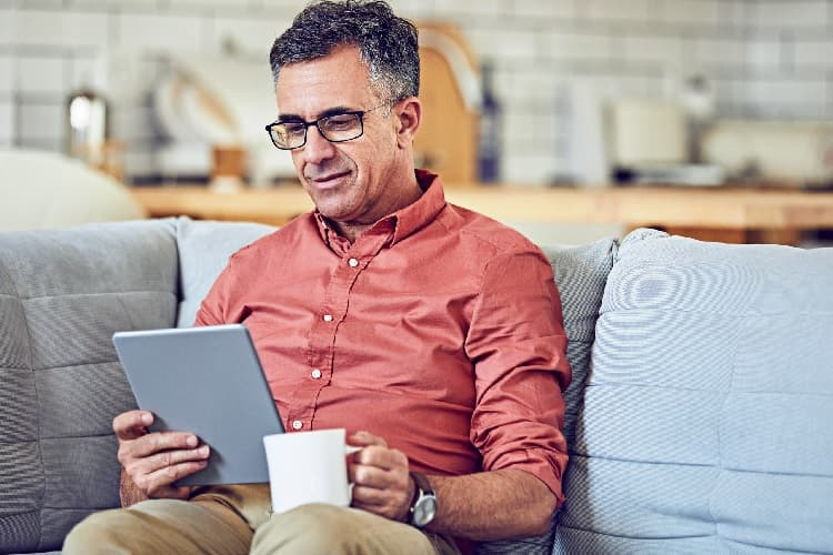 A man with his tablet