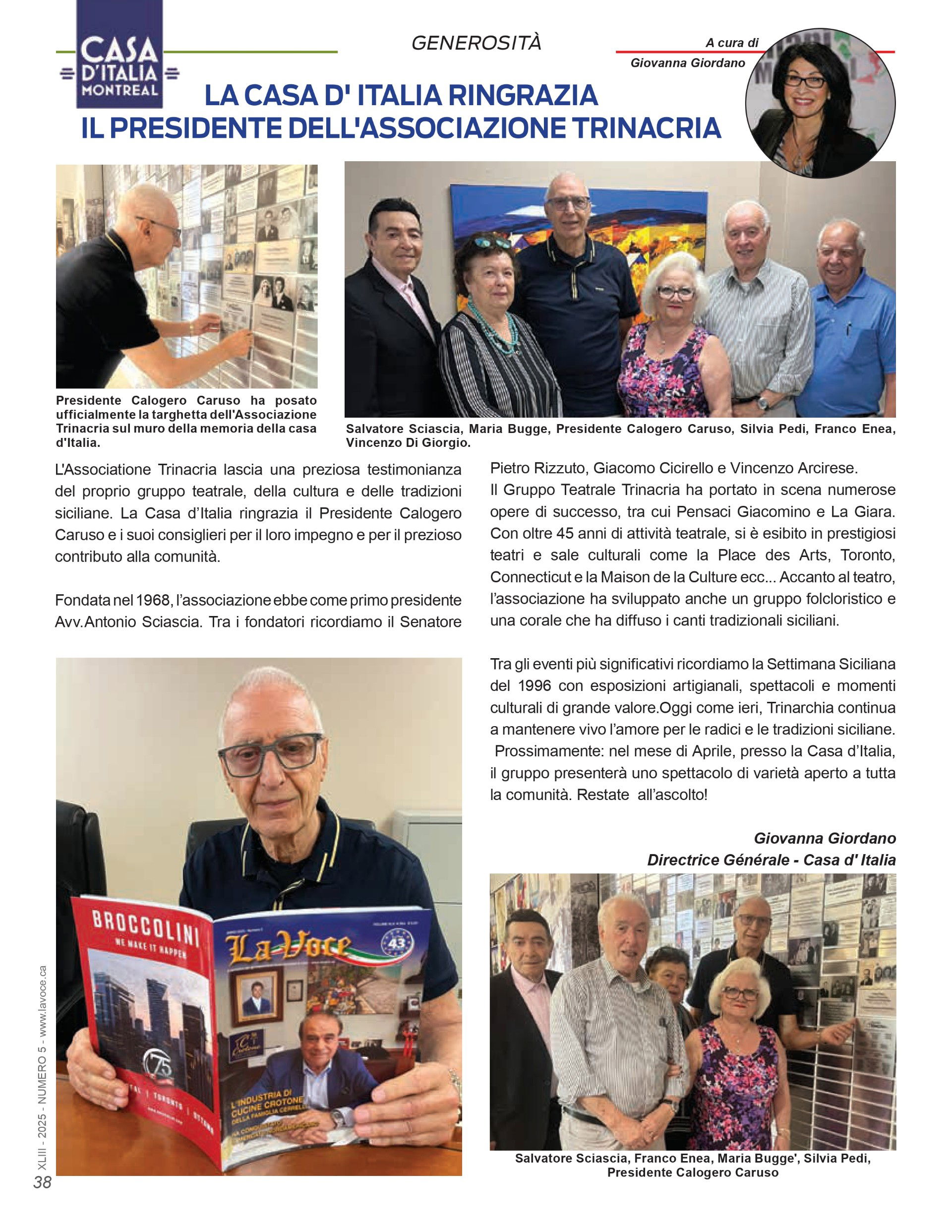 Casa D'Italia ringrazia la Trinacria