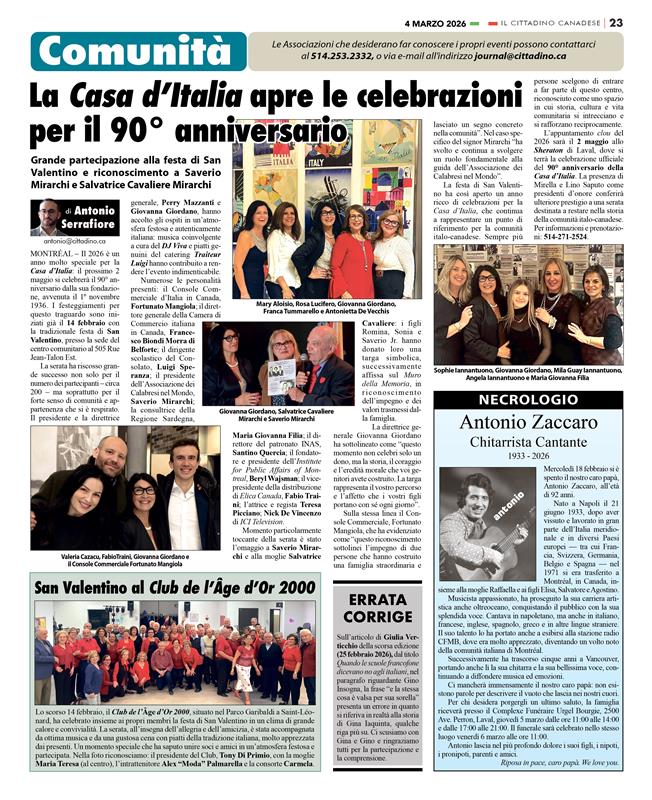 SAN Valentino 2026-Cittadino Canadese