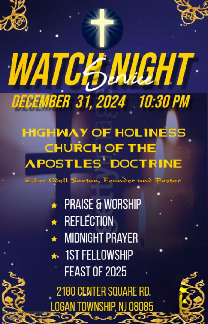 End of the Year Service 10:30pm