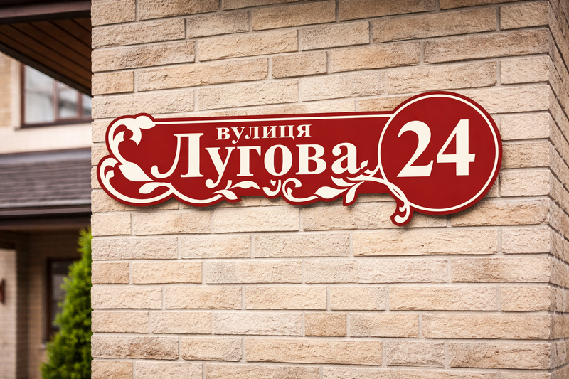 Адресна табличка з композиту з аплікацією з плівки ORACAL. №5