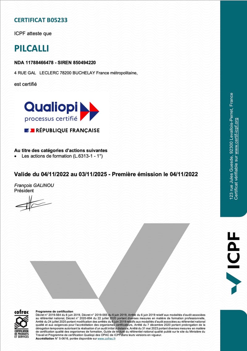 CERTIFICAT QUALIOPI