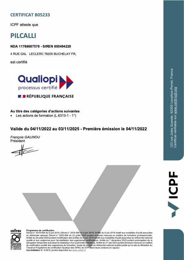CERTIFICAT QUALIOPI
