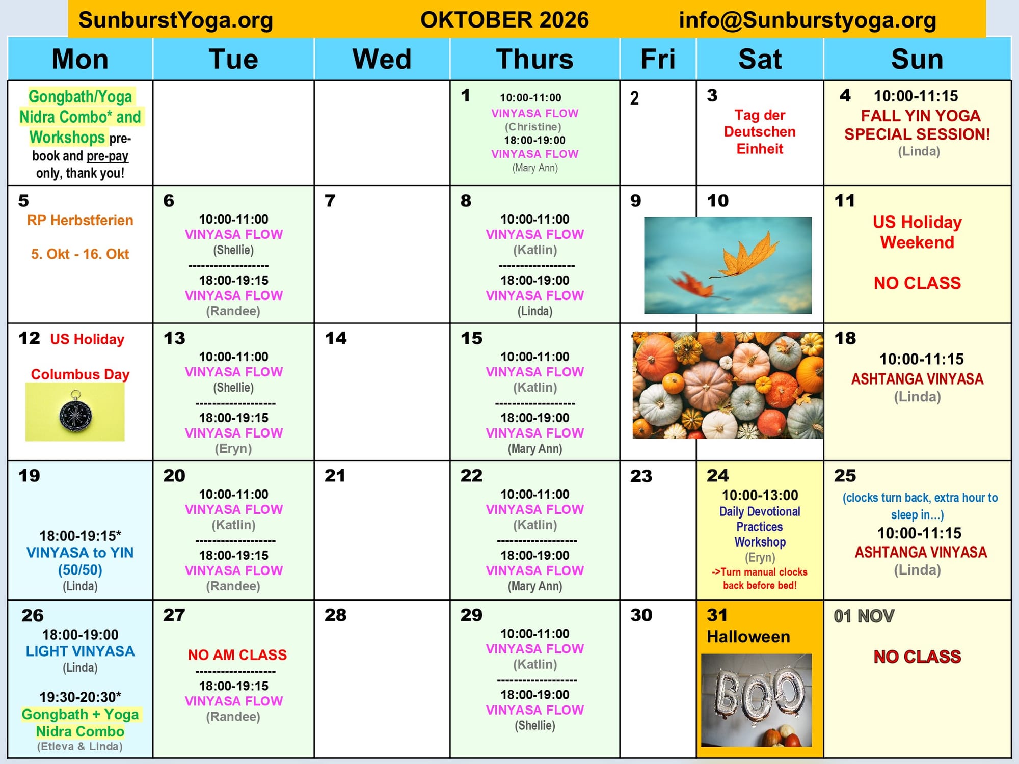 Happy October! This Sunday we are offering a special YIN YOGA class; time to slow things down, working w/ connective tissue, fascia and the mind, poses are held 3-5 minutes.....try something new if you haven't experienced it before!