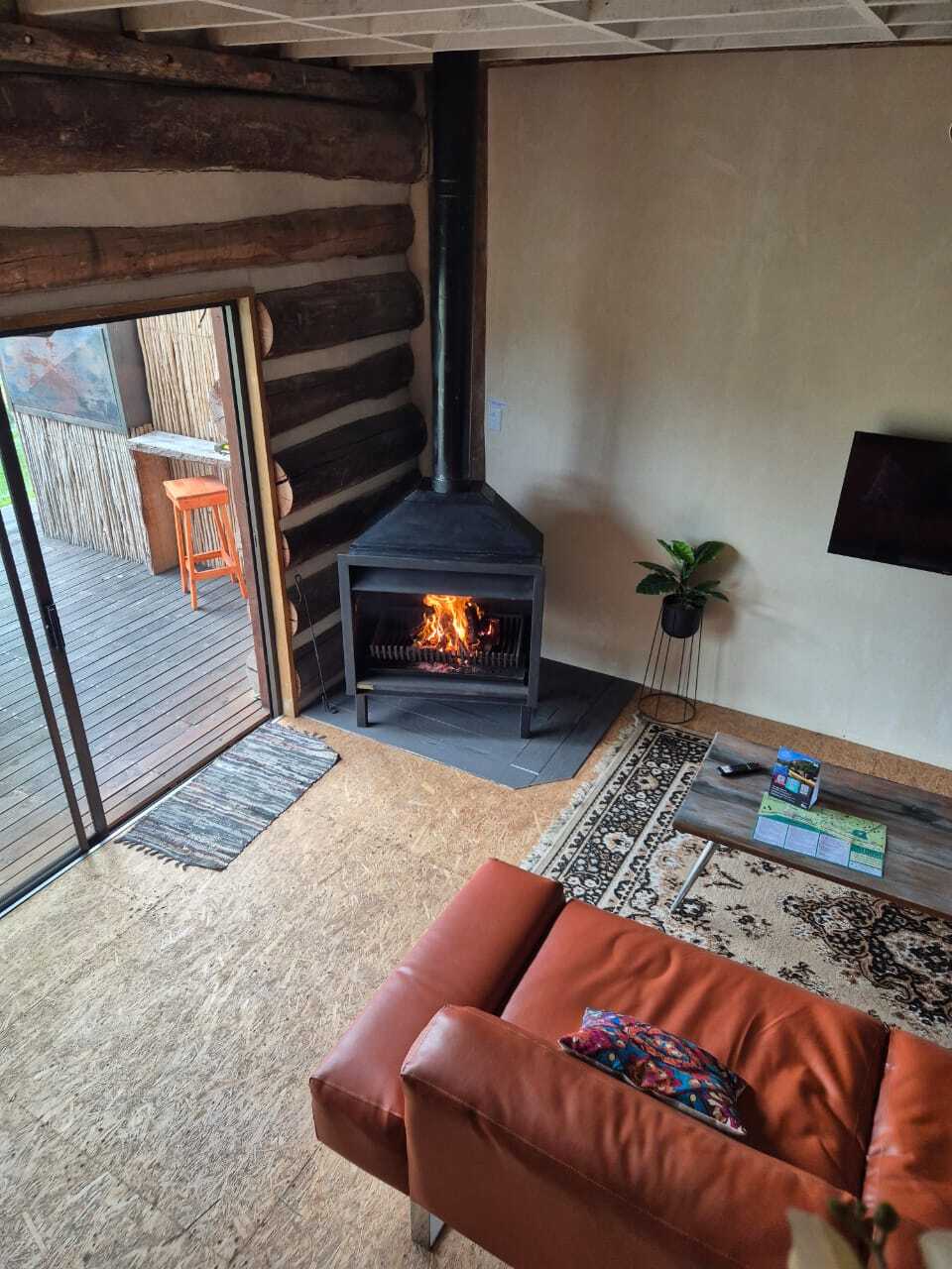 Inside fireplace in cabin 1