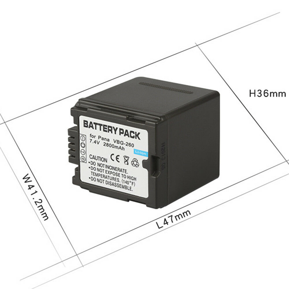 2800mAh Panasonic VW-VBG260 Baterías para Cámaras y Videocámaras para Panasonic HDC-HS700 TM700 HS300 TM300