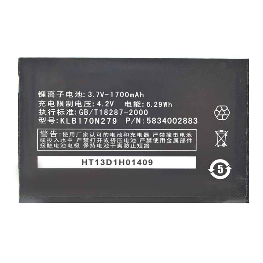 1700mAh Konka KLB170N279 Batería para Celular para Konka EG530 EG535 E529