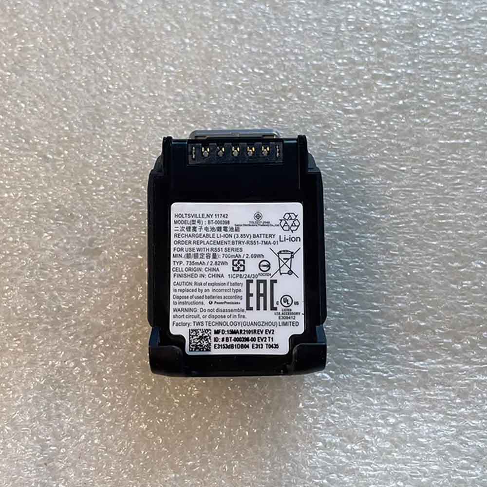 735mAh Zebra BT-000398 Batería para Lector de Codigo de Barras para Zebra RS51 RS5100 Single Finger Bluetooth Ring Scanner